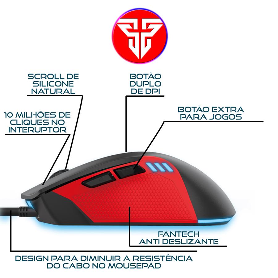 Mouse Gamer Fantech X15: Macro, RGB, 7 Botões - Domine o Jogo com Precisão